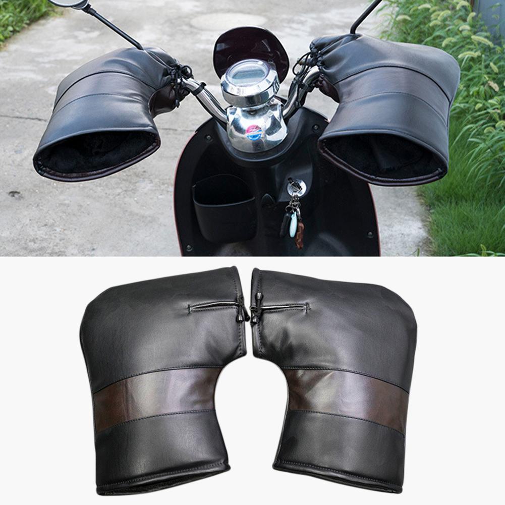 Gants de Guidon Moto Anti-Vent Mitaines Moto Imperméables Poignée de Guidon  Muff Noir 
