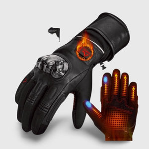 Gants chauffants en cuir pour moto Vêtement-chauffant.com 