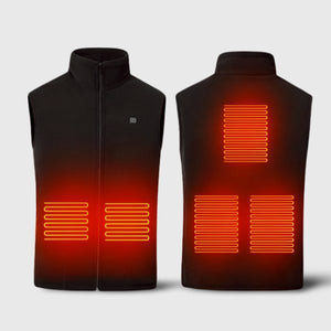 Gilet chauffant en polaire noire à 5 zones de chauffe Vêtement-chauffant.com