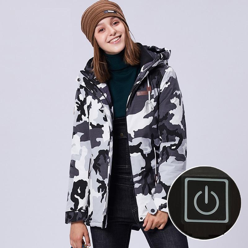 Veste chauffante de ski for femme, manteau chauffant à capuche à manches  longues, capuche en fausse fourrure, vêtements d'hiver rechargeables par  USB, pas de batterie ( Color : Pink , Size 