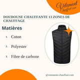 Doudoune chauffante 13 zones double contrôle – chaleur modulable | VETCHAUD™ - vetement chauffant