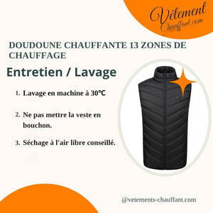 Doudoune chauffante 13 zones double contrôle – chaleur modulable | VETCHAUD™ - vetement chauffant