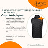 Doudoune chauffante 13 zones double contrôle – chaleur modulable | VETCHAUD™ - vetement chauffant