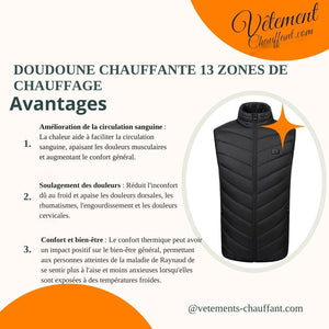 Doudoune chauffante 13 zones double contrôle – chaleur modulable | VETCHAUD™ - vetement chauffant