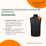 Doudoune chauffante 13 zones double contrôle – chaleur modulable | VETCHAUD™ - vetement chauffant