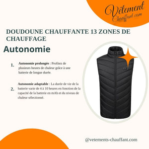 Doudoune chauffante 13 zones double contrôle – chaleur modulable | VETCHAUD™ - vetement chauffant