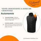 Doudoune chauffante double contrôle 11 zones – autonomie 6h | VETCHAUD™ - vetement chauffant