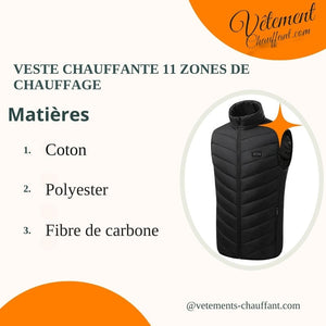 Doudoune chauffante double contrôle 11 zones – autonomie 6h | VETCHAUD™ - vetement chauffant