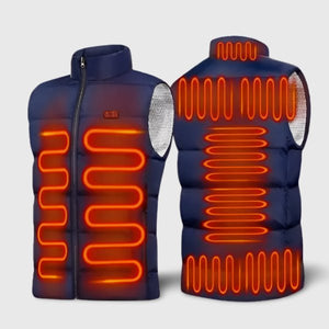 Veste chauffante imperméable bleue – froid et pluie maîtrisés | VETCHAUD™ - vetement chauffant