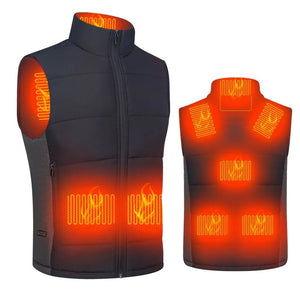 Veste chauffante noire 8 zones – dos, nuque et abdomen chauffés | VETCHAUD™ - vetement chauffant