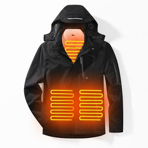 Anorak chauffant noir homme USB 5V – automne et hiver jusqu'à 45°C | VETCHAUD™ - vetement chauffant