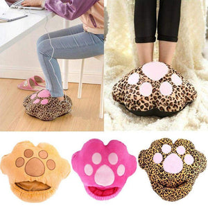 Chauffe pieds USB | patte de chat kaki - vetement chauffant