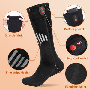 Chaussette chauffante à piles AA 4,5 V — 80 % coton, 3 niveaux | VETCHAUD™ - vetement chauffant