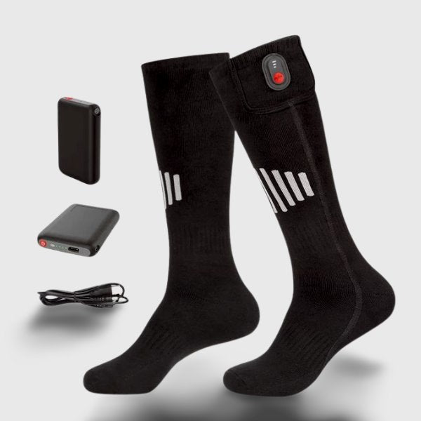 Chaufferette GENERIQUE Chaussettes chauffantes électriques à batterie  rechargeable botte pieds plus chaud hiver extérieur - noir