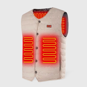 Doudoune chauffante blanche 8 zones avec bouton de réglage | VETCHAUD™ - vetement chauffant