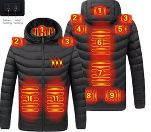 Doudoune chauffante noire 11 zones – chaleur équilibrée avant et arrière | VETCHAUD™ - vetement chauffant