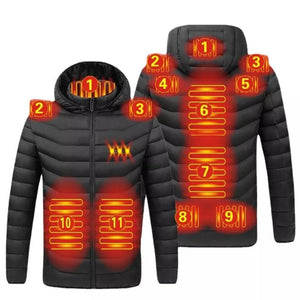 Doudoune chauffante noire 11 zones – chaleur équilibrée avant et arrière | VETCHAUD™ - vetement chauffant