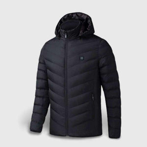 Doudoune chauffante noire 9 zones avec capuche – autonomie jusqu'à 8h | VETCHAUD™ - vetement chauffant