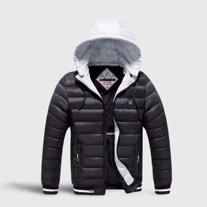 Doudoune d'hiver chauffante USB – bleue ou noire avec capuche | VETCHAUD™ - vetement chauffant