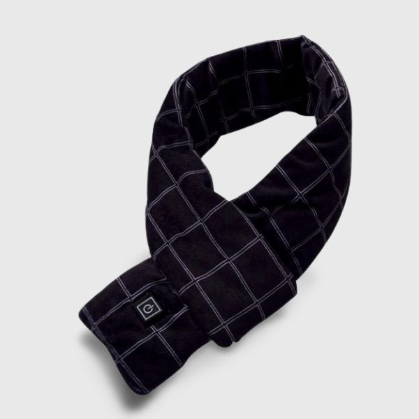 Écharpe chauffante noire à carreaux Vêtement-chauffant.com 