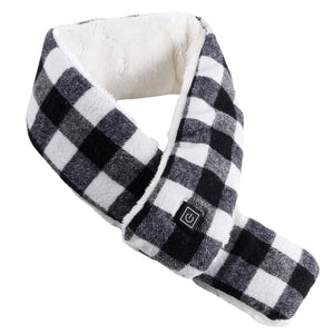 Écharpe chauffante USB à carreaux noirs – style hivernal | VETCHAUD™ - vetement chauffant