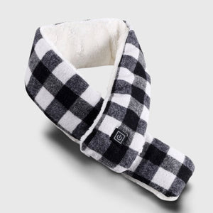 Écharpe chauffante USB à carreaux noirs – style hivernal | VETCHAUD™ - vetement chauffant