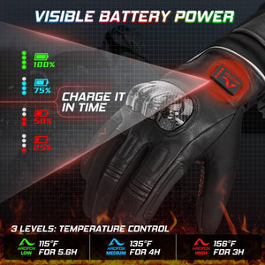 Gants chauffants en cuir pour moto - vetement chauffant