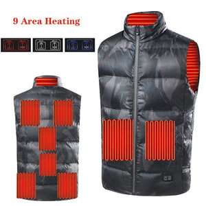 Gilet chauffant camouflage gris sans manches – 9 zones infrarouge | VETCHAUD™ - vetement chauffant