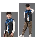Gilet chauffant enfant camouflage bleu – 3 zones USB | VETCHAUD™ - vetement chauffant