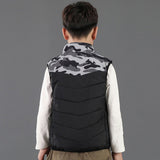 Gilet chauffant enfant camouflage gris – 3 zones infrarouge USB | VETCHAUD™ - vetement chauffant