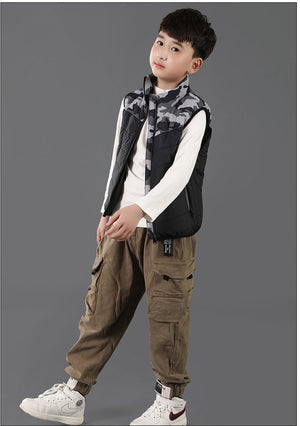 Gilet Chauffant Enfant Camouflage Gris Vêtement-chauffant.com 