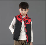 Gilet chauffant enfant camouflage rouge – 3 zones USB | VETCHAUD™ - vetement chauffant