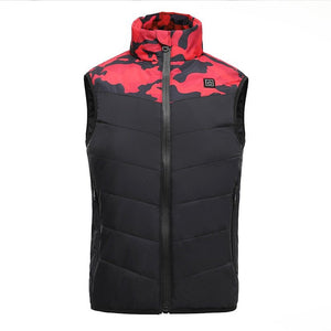 Gilet chauffant enfant camouflage rouge – 3 zones USB | VETCHAUD™ - vetement chauffant