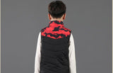 Gilet chauffant enfant camouflage rouge – 3 zones USB | VETCHAUD™ - vetement chauffant