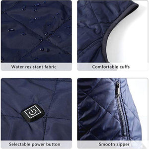 Gilet chauffant femme en coton bleu ou noir – 4 zones USB | VETCHAUD™ - vetement chauffant