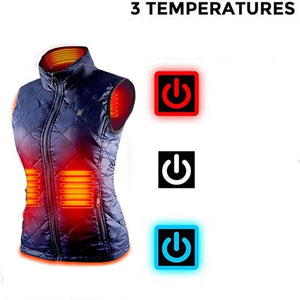 Gilet chauffant femme en coton bleu ou noir – 4 zones USB | VETCHAUD™ - vetement chauffant