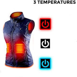 Gilet chauffant femme en coton bleu ou noir – 4 zones USB | VETCHAUD™ - vetement chauffant