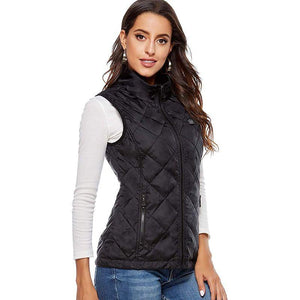 Gilet chauffant femme en coton bleu ou noir – 4 zones USB | VETCHAUD™ - vetement chauffant
