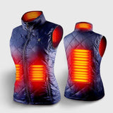 Gilet chauffant femme en coton bleu ou noir – 4 zones USB | VETCHAUD™ - vetement chauffant
