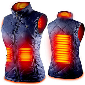 Gilet chauffant femme en coton bleu ou noir – 4 zones USB | VETCHAUD™ - vetement chauffant