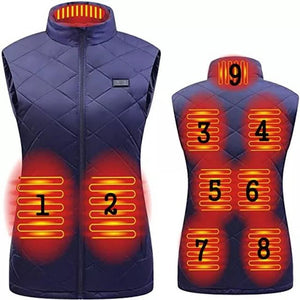 Gilet chauffant femme sans manches 9 zones – double contrôle avant/arrière | VETCHAUD™ - vetement chauffant
