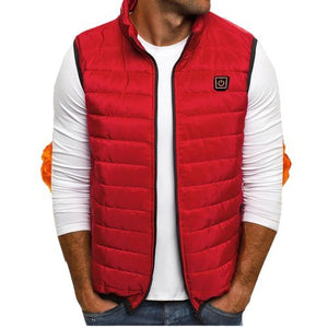 Gilet chauffant rechargeable rouge – 2 zones infrarouge USB powerbank | VETCHAUD™ - vetement chauffant