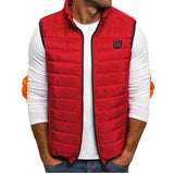 Gilet chauffant rechargeable rouge – 2 zones infrarouge USB powerbank | VETCHAUD™ - vetement chauffant