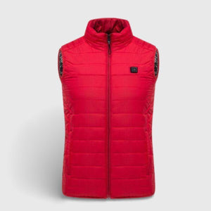 Gilet chauffant rechargeable rouge – 2 zones infrarouge USB powerbank | VETCHAUD™ - vetement chauffant