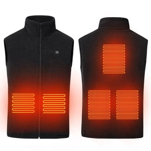 Gilet chauffant sans manches en polaire noire – 5 zones infrarouge | VETCHAUD™ - vetement chauffant