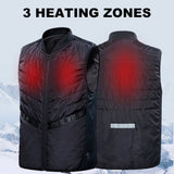 Gilet chauffant unisexe noir – 3 zones USB sans manches | VETCHAUD™ - vetement chauffant
