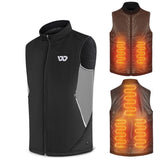 Gilet chauffant unisexe noir et orange – 5 zones infrarouge USB | VETCHAUD™ - vetement chauffant