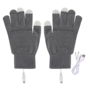 Mitaine chauffante gris et blanc avec doigts - vetement chauffant