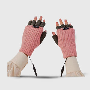 Mitaine chauffante rose et gris USB ordinateur - vetement chauffant