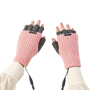 Mitaine chauffante rose et gris USB ordinateur - vetement chauffant